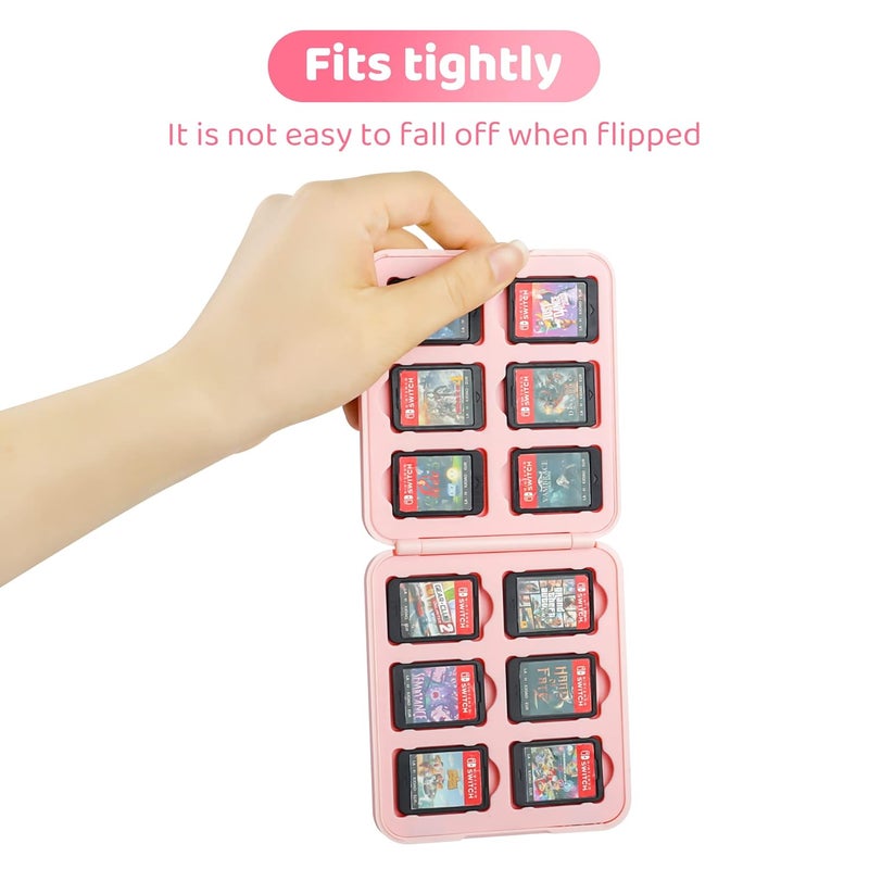 GLDRAM Strawberry Game Case for Nintendo Switch, Pink Game Holder for 12 Switch and 12 Micro SD Cards, Cute Switch Card Storage, Portable Game Accessories Kit for Switch 2/NS/OLED/Lite - Image 3